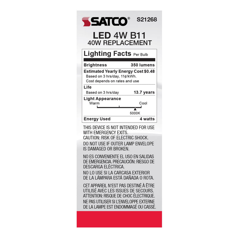 Satco S21268 Light Bulb, Clear
