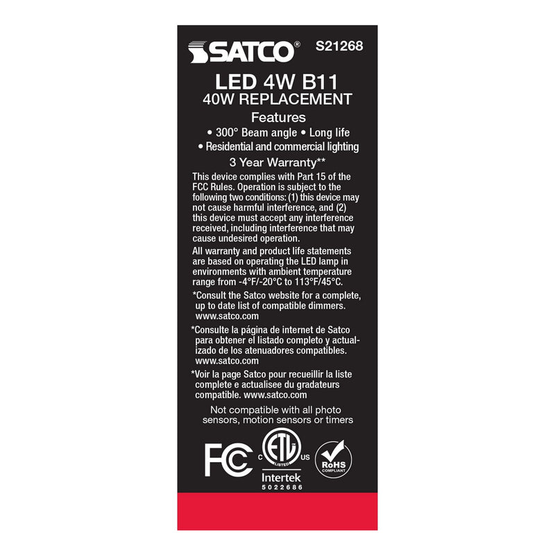 Satco S21268 Light Bulb, Clear
