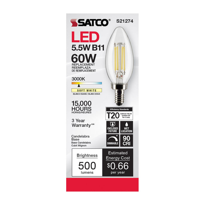 Satco S21274 Light Bulb, Clear