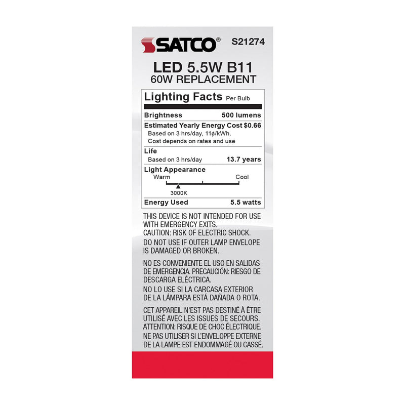 Satco S21274 Light Bulb, Clear