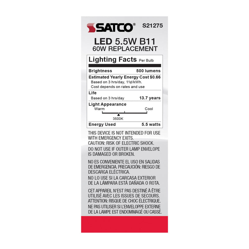 Satco S21275 Light Bulb, Clear