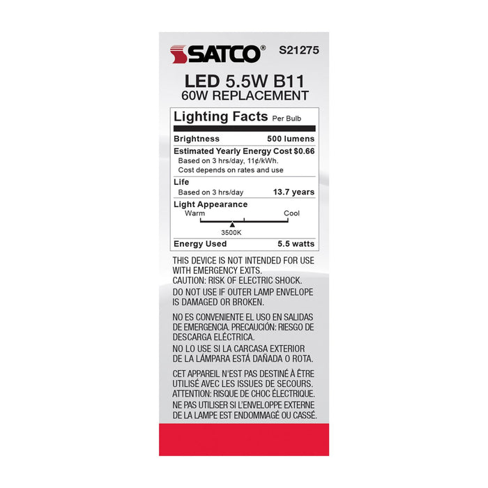Satco S21275 Light Bulb, Clear