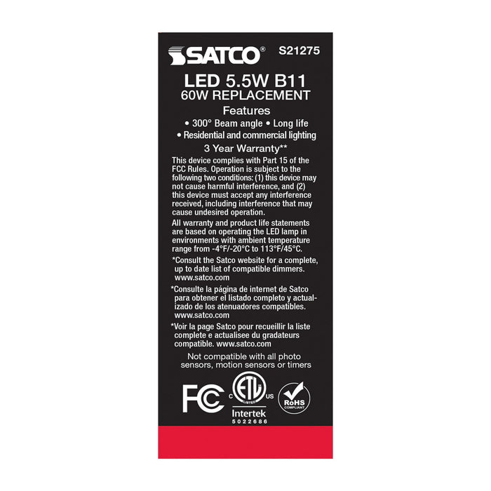 Satco S21275 Light Bulb, Clear