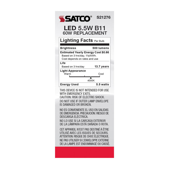 Satco S21276 Light Bulb, Clear