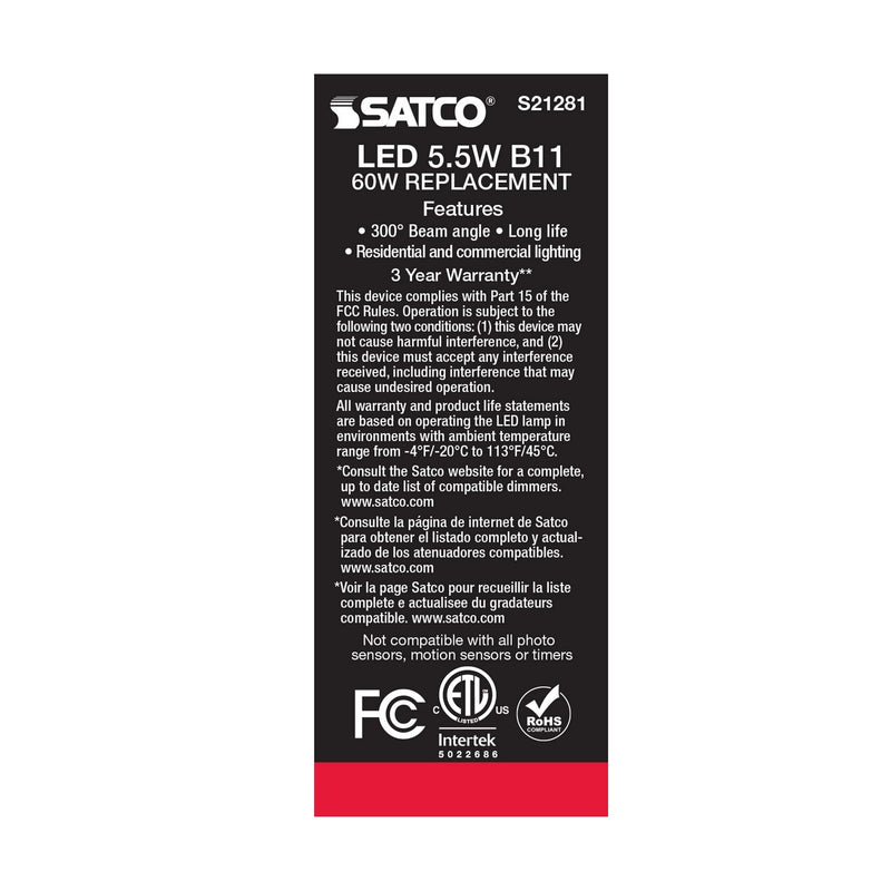Satco S21281 Light Bulb, Frost