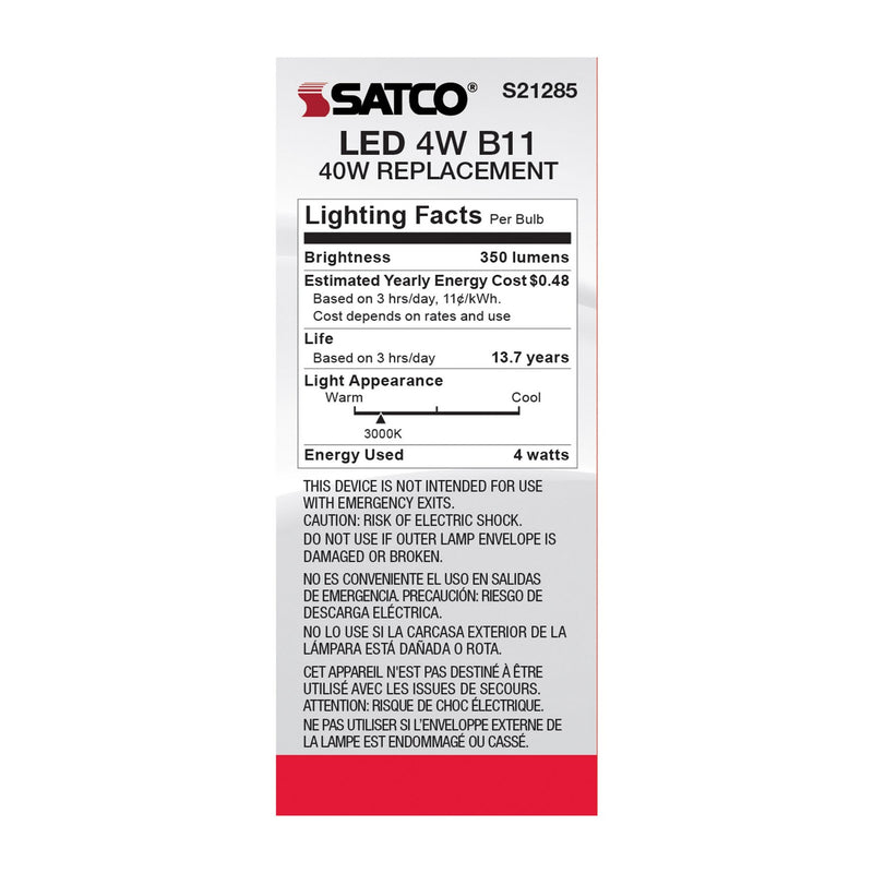 Satco S21285 Light Bulb, Clear