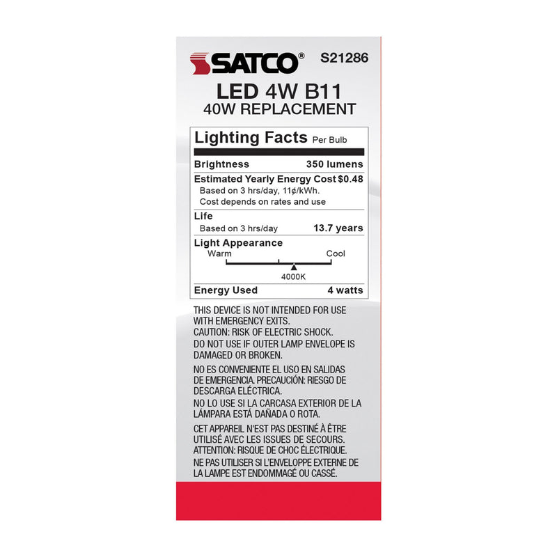 Satco S21286 Light Bulb, Clear