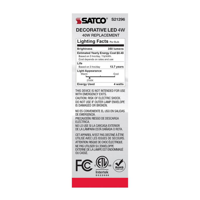 Satco S21296 Light Bulb, Clear