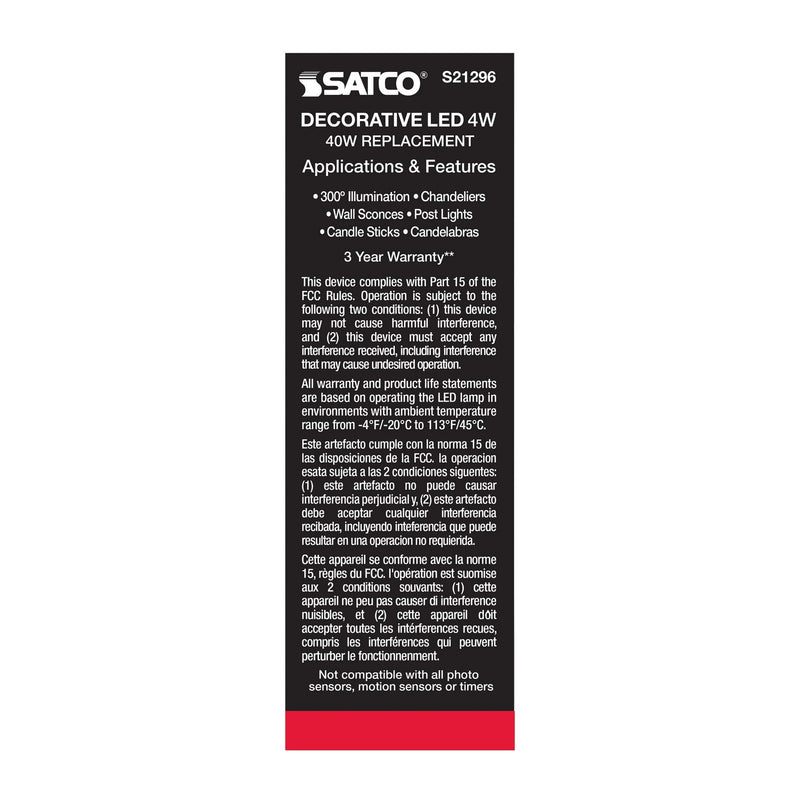 Satco S21296 Light Bulb, Clear