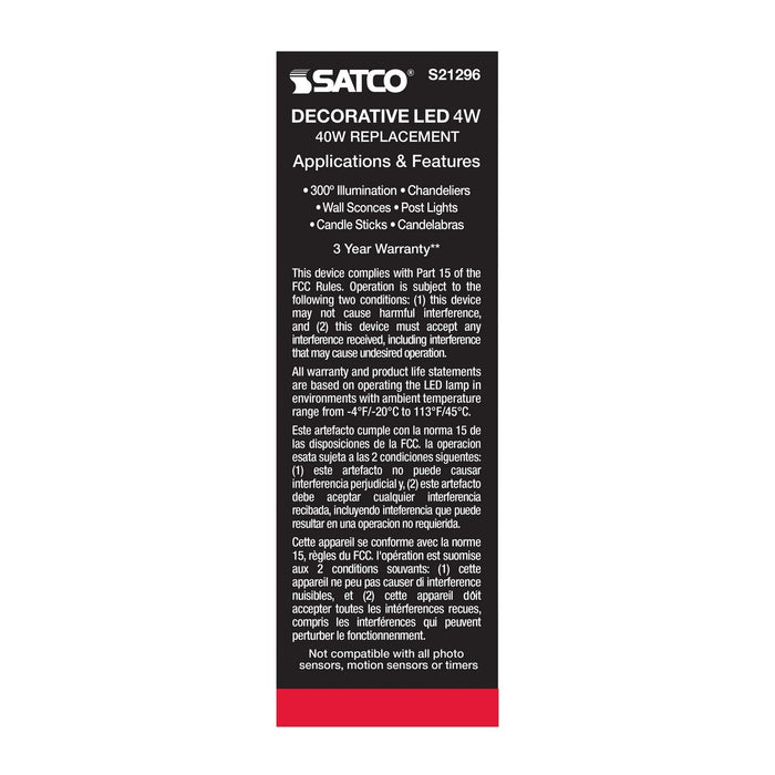 Satco S21296 Light Bulb, Clear