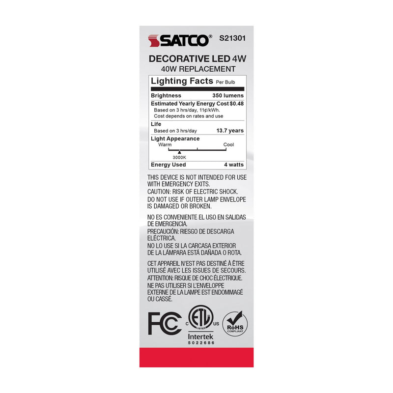Satco S21301 Light Bulb, Frost