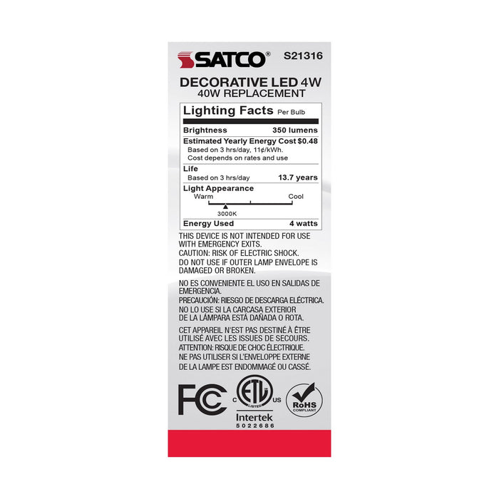 Satco S21316 Light Bulb, Frost