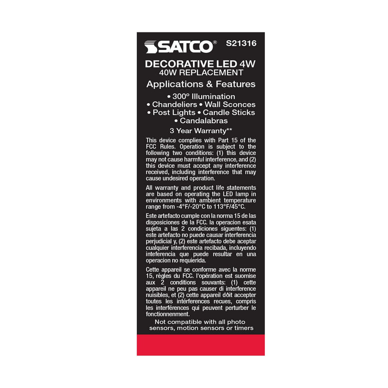 Satco S21316 Light Bulb, Frost
