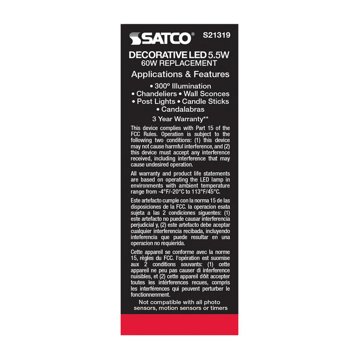 Satco S21319 Light Bulb, Clear
