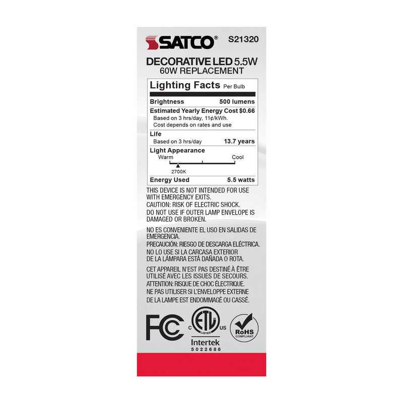 Satco S21320 Light Bulb, Frost