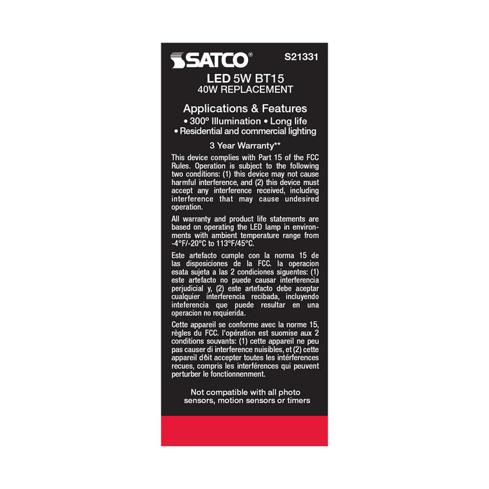 Satco S21331 Light Bulb, Clear