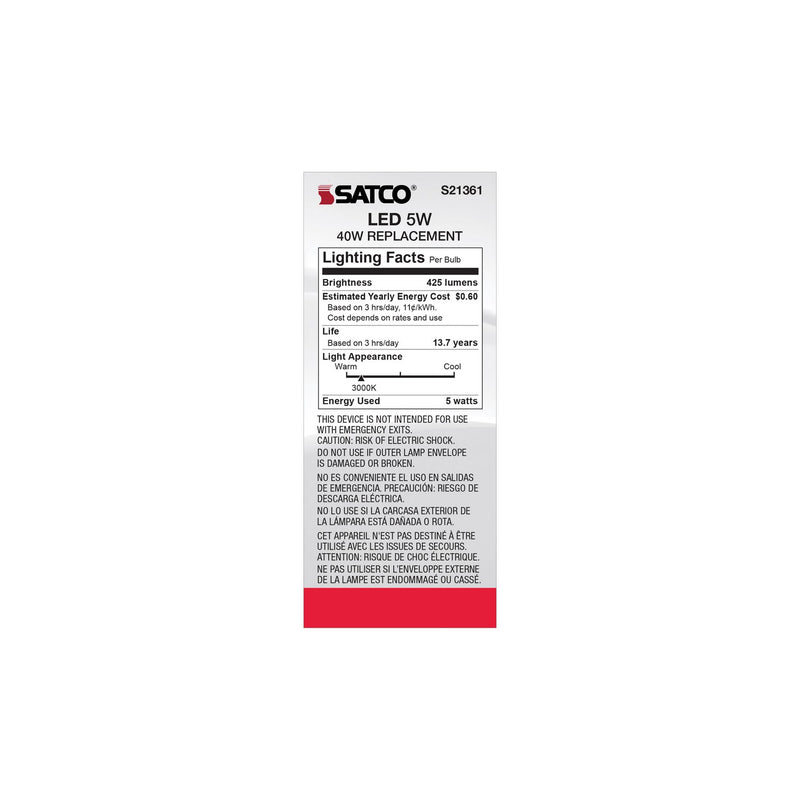 Satco S21361 Light Bulb, Clear