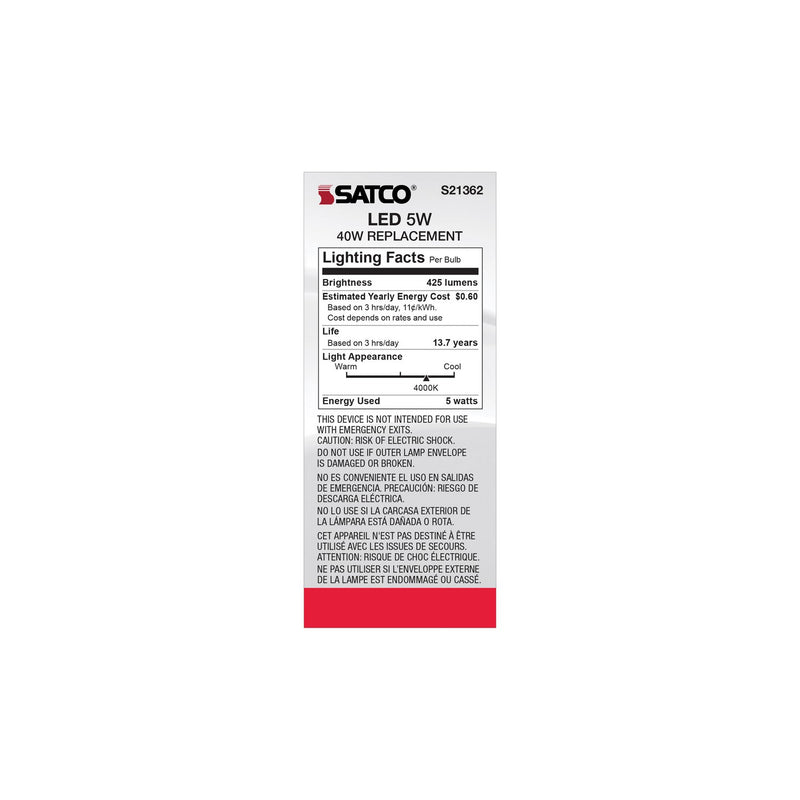 Satco S21362 Light Bulb, Clear