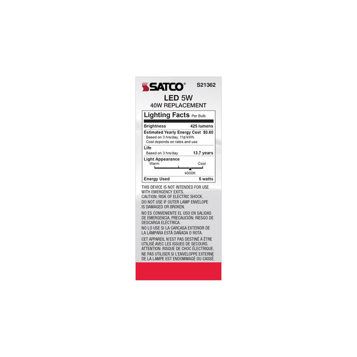 Satco S21362 Light Bulb, Clear