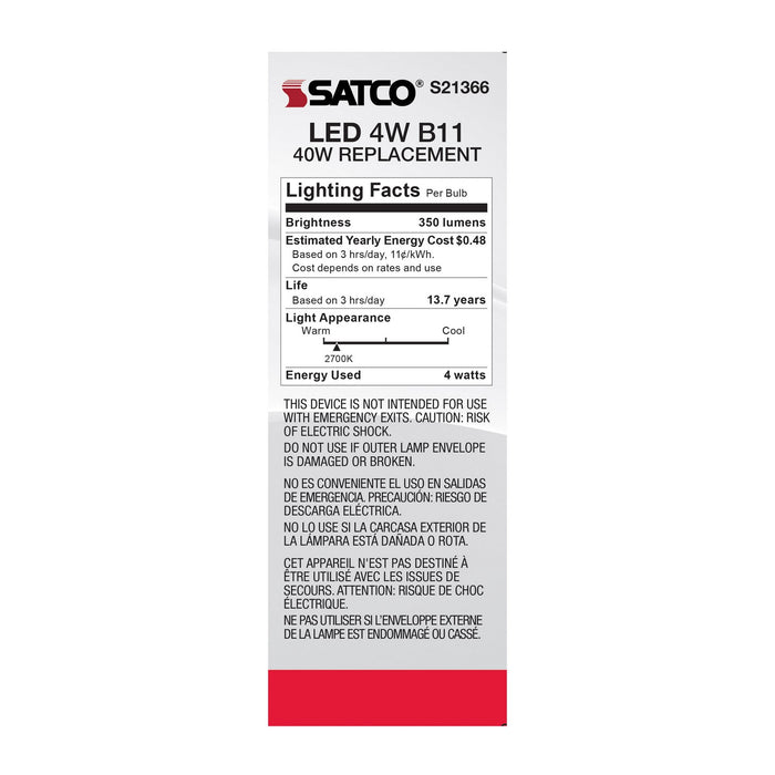 Satco S21366 Light Bulb, Clear