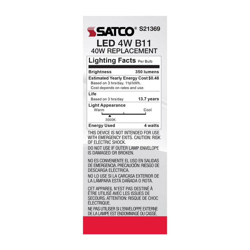 Satco S21369 Light Bulb, Clear