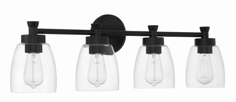 Craftmade 12730FB4 Four Light Vanity, Flat Black