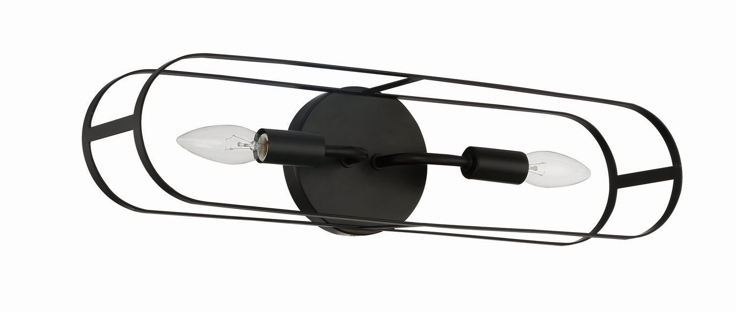 Craftmade 12820FB2 Two Light Vanity, Flat Black