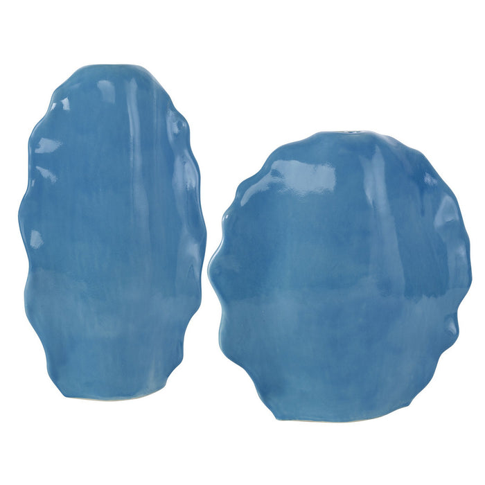 Uttermost 18051 Vases, S/2, Gloss Blue Glaze
