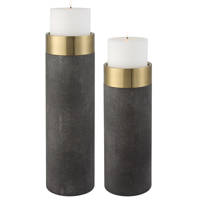 Uttermost 18061 Candleholders, S/2, Antique Brushed Brass