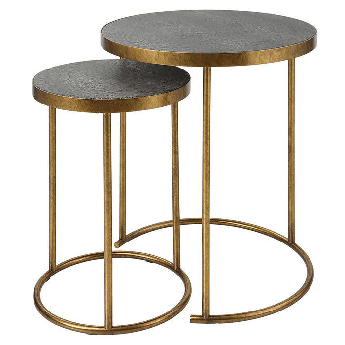 Uttermost 25284 Nesting Tables, S/2, Antique Burnished Brass