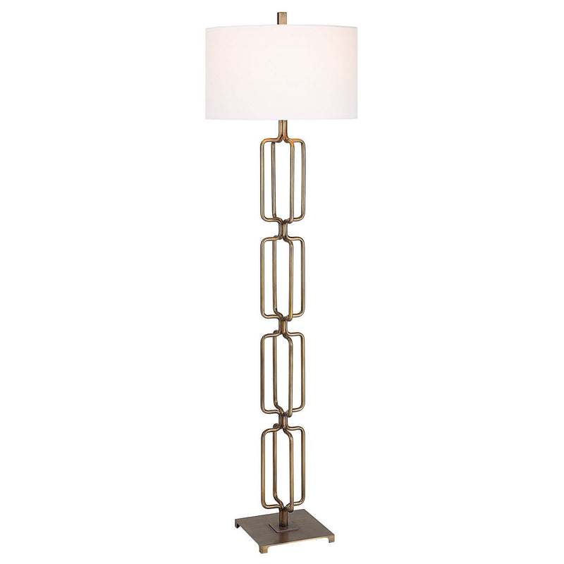 Uttermost 30148 One Light Floor Lamp, Antique Brushed Gold