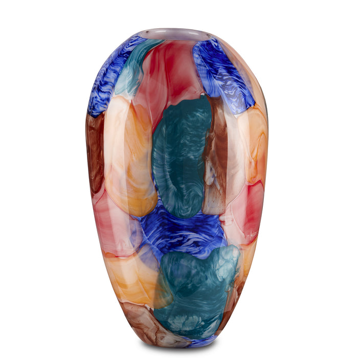 Currey and Company 1200-0561 Vase, Blue/Orange/Green