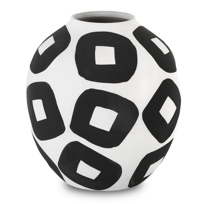 Currey and Company 1200-0603 Vase, White/Black