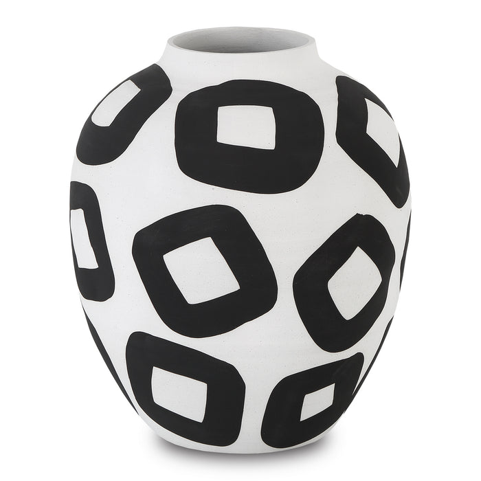 Currey and Company 1200-0604 Vase, White/Black