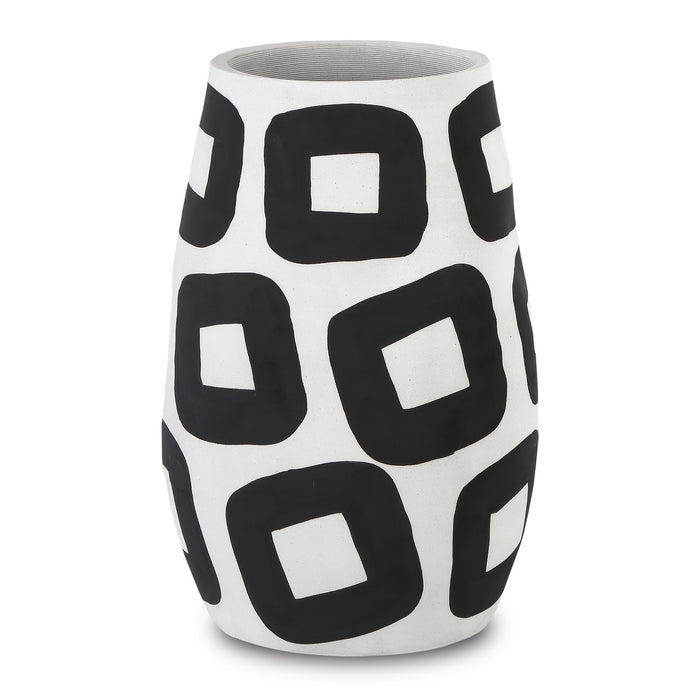 Currey and Company 1200-0606 Vase, White/Black
