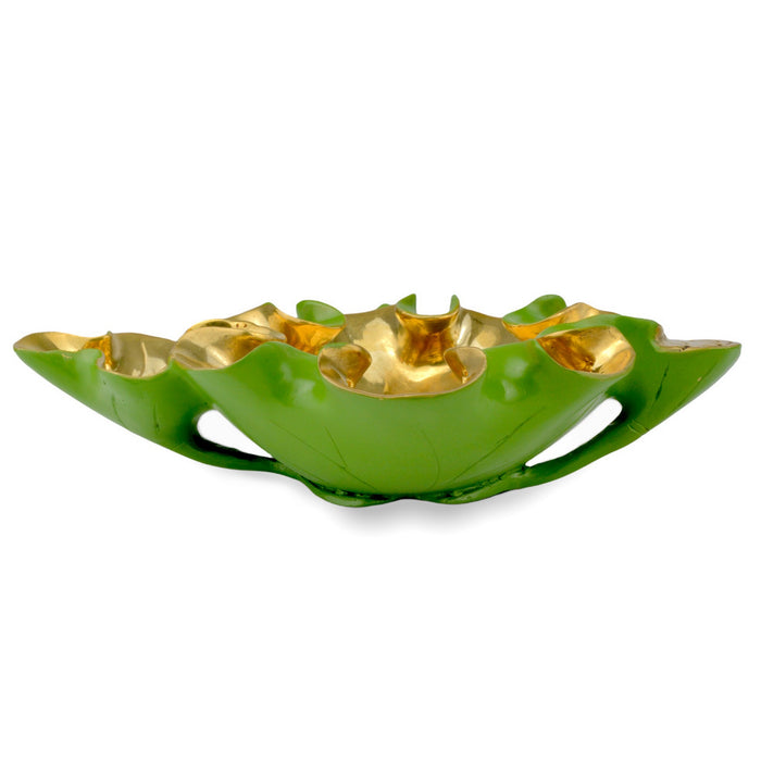 Currey and Company 1200-0621 Bowl, Green/Polished Gold