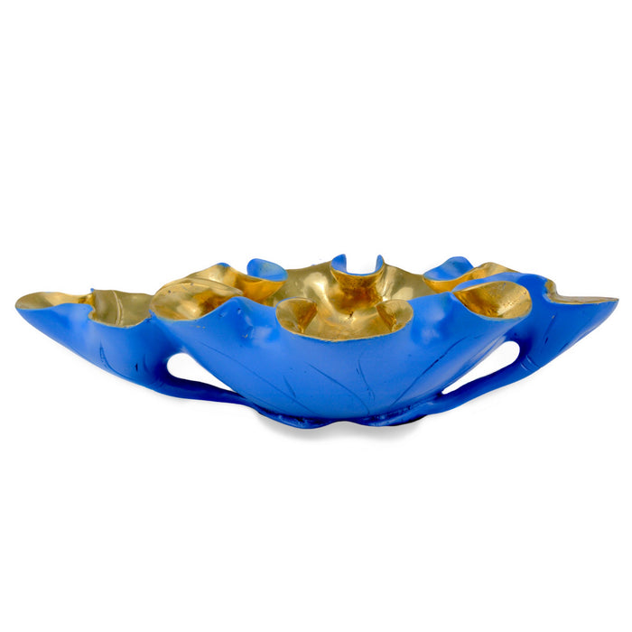 Currey and Company 1200-0622 Bowl, Blue/Polished Gold