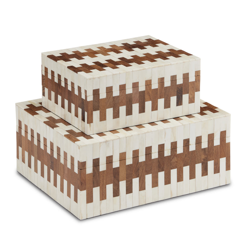 Currey and Company 1200-0635 Box Set of 2, White/Natural