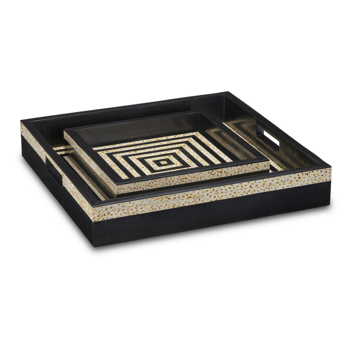 Currey and Company 1200-0637 Tray Set of 2, Black/White
