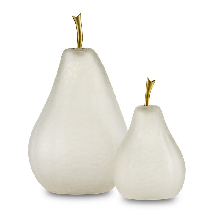 Currey and Company 1200-0641 Pear Set of 2, Matte Frost/Brass