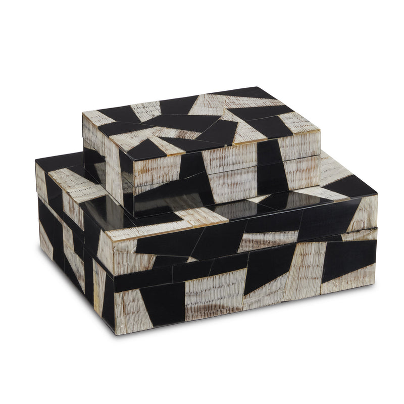 Currey and Company 1200-0642 Box Set of 2, Natural/Black/Linen