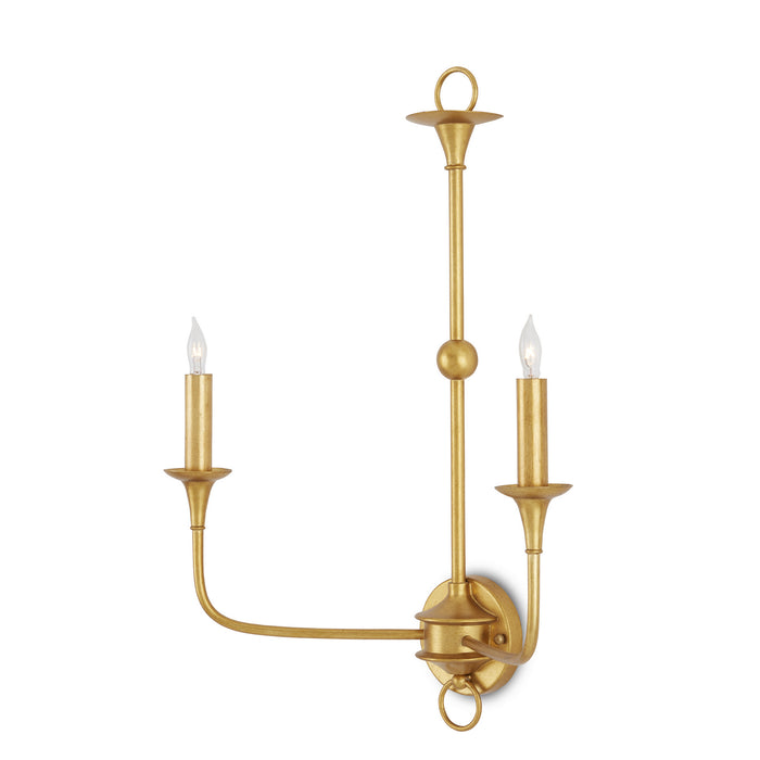 Currey and Company 5000-0214 Two Light Wall Sconce, Contemporary Gold Leaf