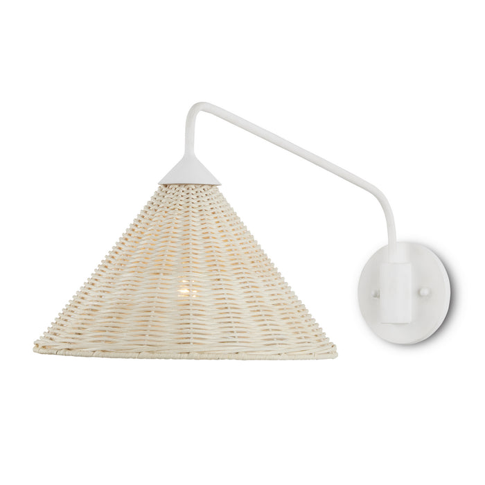 Currey and Company 5000-0219 One Light Wall Sconce, White/Bleached Natural