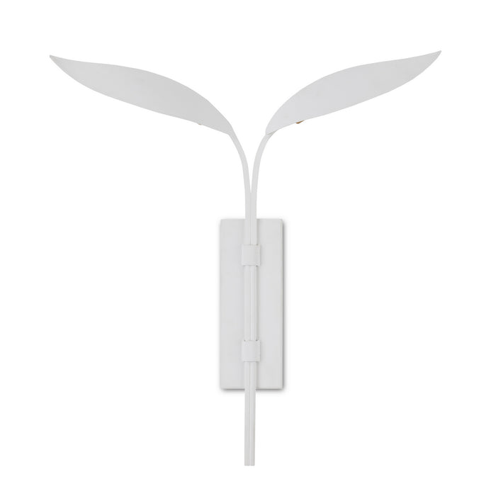 Currey and Company 5000-0220 Two Light Wall Sconce, White/Gold Leaf