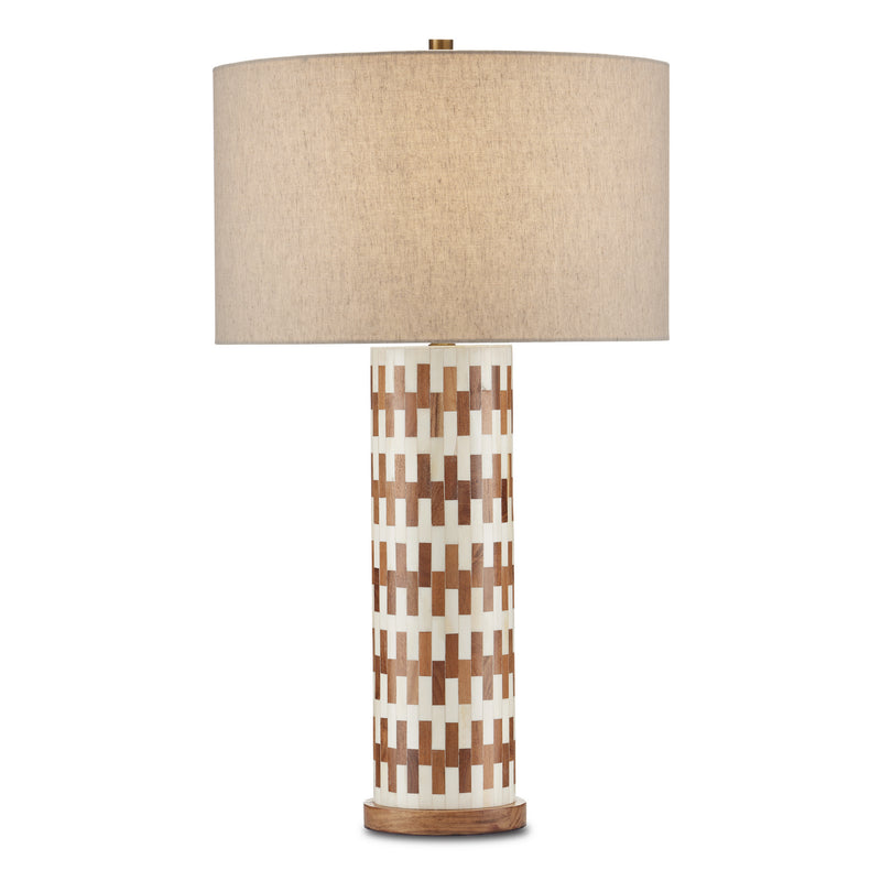 Currey and Company 6000-0824 One Light Table Lamp, White/Natural/Antique Brass