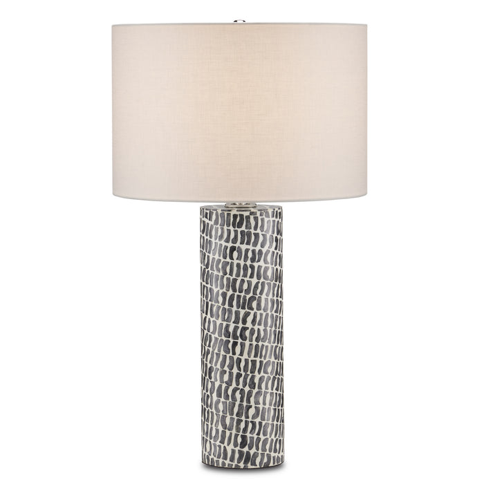 Currey and Company 6000-0826 One Light Table Lamp, Gray/White/Polished Nickel