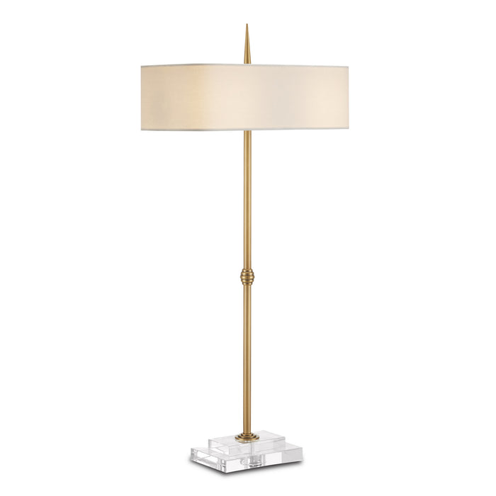 Currey and Company 6000-0833 Two Light Table Lamp, Antique Brass/Clear