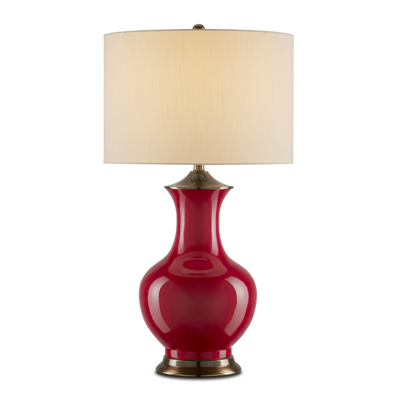Currey and Company 6000-0840 One Light Table Lamp, Red/Antique Brass