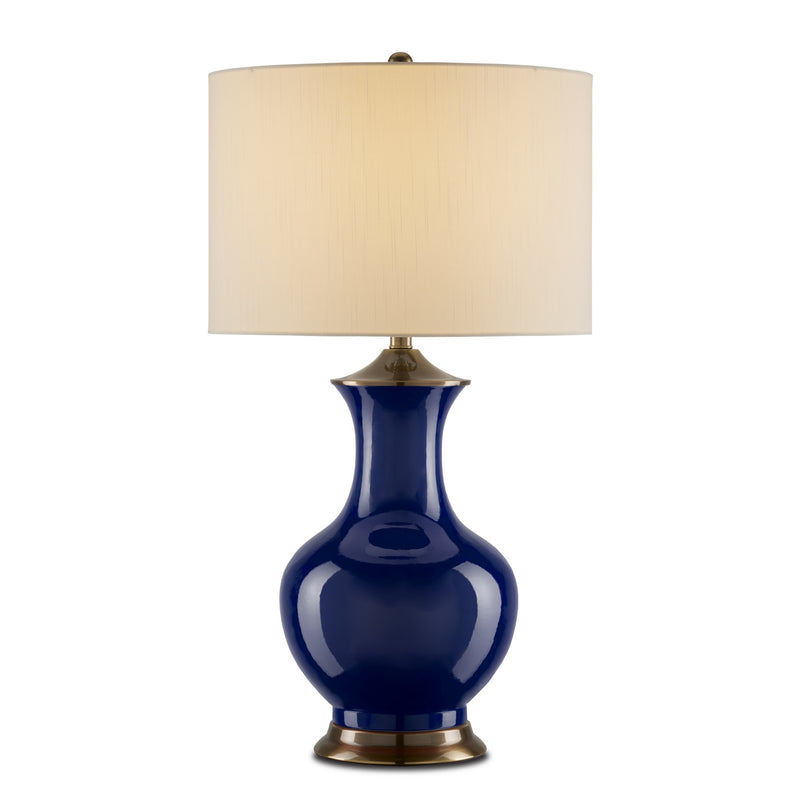 Currey and Company 6000-0841 One Light Table Lamp, Blue/Antique Brass