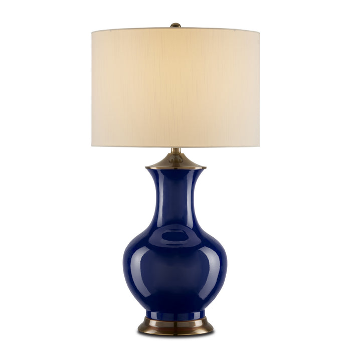 Currey and Company 6000-0841 One Light Table Lamp, Blue/Antique Brass